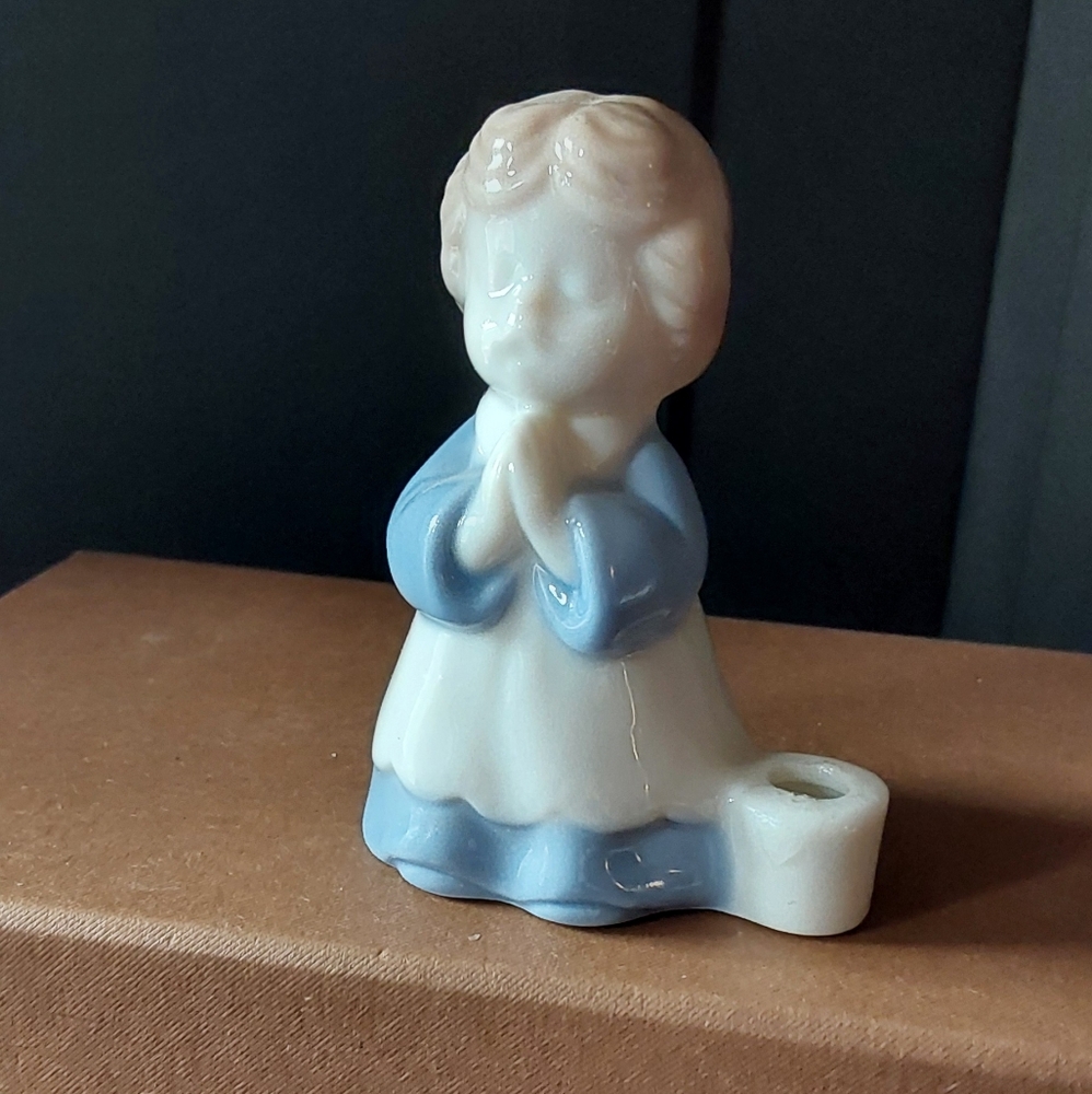 Biedermann Porcelain Sri Lanka Ceramic Praying Girl Mini Candle Holder